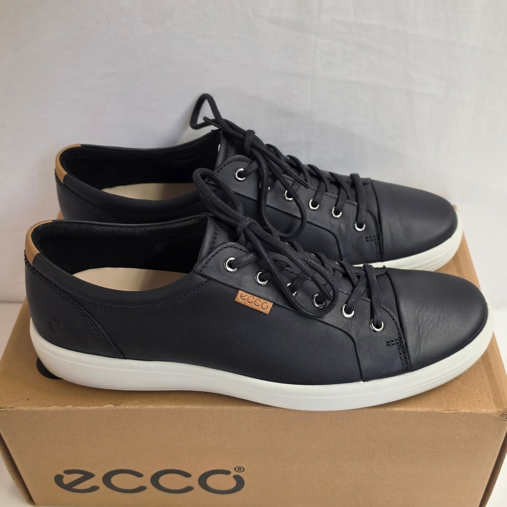 ECCO Soft 7 M Mens Black Leather Sneakers 430004 01001 Size 47 US 13-13.5
